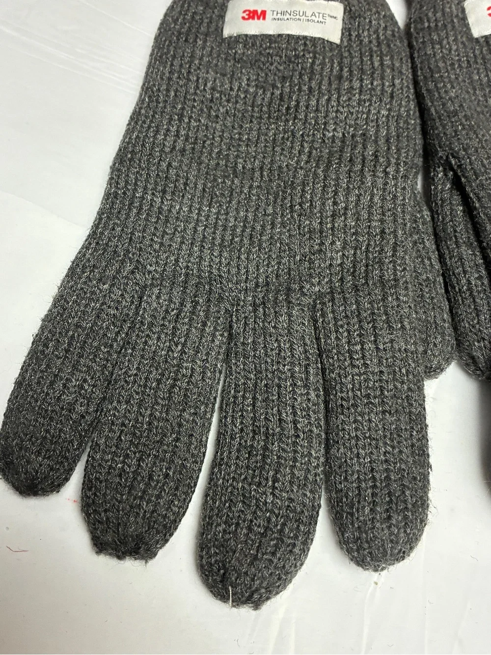 3M Thinsulate Insulated Charcoal Gray Knit Winter Gloves Ribbed Fleece Lined